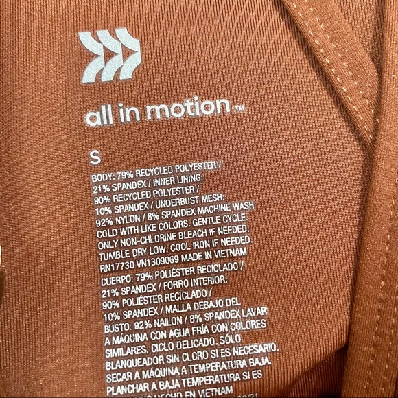 All In Motion Women’s Light Support Longline Sports Bra Russet Size Small NWT - Picture 5 of 6